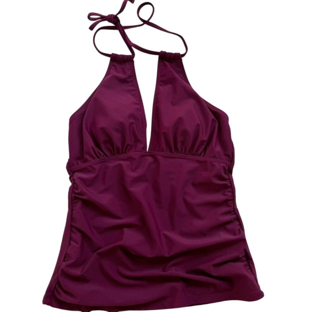 Younique Burgundy Red Halter Swim Tank Top Size Medium Swimsuit Top